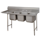 Advance Tabco 9-23-60-36L 107" W Three Compartment Stainless Steel Sink With Left-hand Drainboard