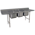 Advance Tabco 93-3-54-18RL 91" W Three Compartment Stainless Steel Sink with 2 Drainboards