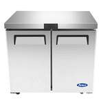 Atosa USA, Inc. Atosa USA MGF36RGR 36.31'' 2 Section Undercounter Refrigerator with 2 Left/Right Hinged Solid Doors and Side / Rear Breathing Compressor