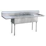 Atosa USA, Inc. Atosa USA MRSA-3-D Commercial Sink, (3) Three Compartment, 18 Gauge Stainless Steel Construction with Galvanized Steel Legs and with 2 Drainboards - 90" W