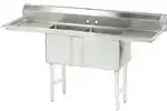 Blue Air BS2-18-12/2D 72" W Two Compartment Sink with 2 Drainboards