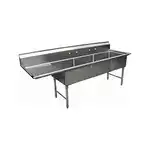 Blue Air BS3-18-12/L 75" W Three Compartment Stainless Steel Sink With Left-hand Drainboard