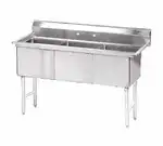 Blue Air BS3-18-12/N 60" W Three Compartment Stainless Steel Sink without Drainboard