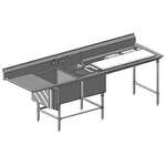 Eagle Group FNP2840-2-24R-48TL 116" W Two Compartment Sink With Right-hand Drainboard