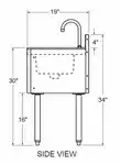 Glastender C-SWA-12 Underbar Sink Unit, 1 Compartment, 12"W x 19"D