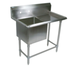 John Boos 1PB244-1D30R Commercial Sink, (1) One Compartment, 16 Gauge Stainless Steel Construction with Stainless Steel Legs and With Right-hand Drainboard - 58.19" W