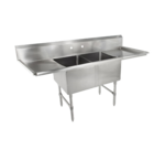 John Boos 2B244-2D24 Commercial Sink, (2) Two Compartment, 16 Gauge Stainless Steel Construction with Stainless Steel Legs and with 2 Drainboards - 99.25" W