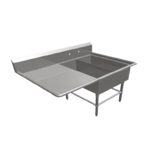 John Boos 2PB1431-1D18L Commercial Sink, (2) Two Compartment, 16 Gauge Stainless Steel Construction with Stainless Steel Legs and With Left-hand Drainboard - 50.19" W