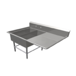 John Boos 2PB1431-1D18R Commercial Sink, (2) Two Compartment, 16 Gauge Stainless Steel Construction with Stainless Steel Legs and With Right-hand Drainboard - 50.19" W