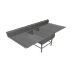 John Boos 2PB1431-2D18 Commercial Sink, (2) Two Compartment, 16 Gauge Stainless Steel Construction with Stainless Steel Legs and with 2 Drainboards - 67.25" W