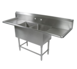 John Boos 2PB18-2D30 Commercial Sink, (2) Two Compartment, 16 Gauge Stainless Steel Construction with Stainless Steel Legs and with 2 Drainboards - 99.25" W