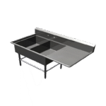 John Boos 2PB2028-1D20R Commercial Sink, (2) Two Compartment, 16 Gauge Stainless Steel Construction with Stainless Steel Legs and With Right-hand Drainboard - 64.19" W