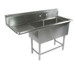 John Boos 2PB3024-1D30L Commercial Sink, (2) Two Compartment, 16 Gauge Stainless Steel Construction with Stainless Steel Legs and With Left-hand Drainboard - 94.19" W