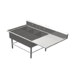 John Boos 3PB1431-1D30R Commercial Sink, (3) Three Compartment, 16 Gauge Stainless Steel Construction with Stainless Steel Legs and With Right-hand Drainboard - 76.19" W