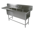 John Boos 3PB1824-1D18L Commercial Sink, (3) Three Compartment, 16 Gauge Stainless Steel Construction with Stainless Steel Legs and With Left-hand Drainboard - 76.19" W