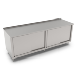 John Boos 4CS6R1.5-36144-1S Modular Base Work Table, with 16 Gauge Type 300 Stainless Steel Top, Sliding Doors and 1 1/2" Backsplash - 144.00"W x 36.00"D x 37.25"H