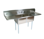 John Boos E2S8-1620-12T18 Commercial Sink, (2) Two Compartment, 18 Gauge Stainless Steel Construction with Galvanized Steel Legs and with 2 Drainboards - 68" W