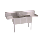 John Boos E3S8-1014-10T15-X Commercial Sink, (3) Three Compartment, 18 Gauge Stainless Steel Construction with Galvanized Steel Legs and with 2 Drainboards - 60" W