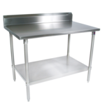 John Boos ST4R5-3072SSK Work Table, 14 Gauge Stainless Steel Top with Stainless Steel Undershelf and 5" Backsplash - 72"W x 30"D