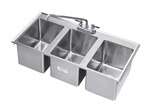 Krowne Metal HS-3819 3 Compartment Stainless Steel Sink, Drop-In