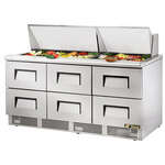 True Mfg. - General Foodservice TFP-72-30M-D-6 Mega Top Refrigerated Salad / Sandwich Prep Table