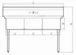 Turbo Air TSA-3-14-N 60" W Three Compartment Stainless Steel Sink without Drainboard