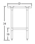 Turbo Air TSW-2436E Work Table with Stainless Steel Top - 36"W x 24"D