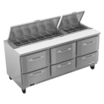 Victory Refrigeration VSPD72HC-18-6 72.00'' Refrigerated Salad / Sandwich Prep Table